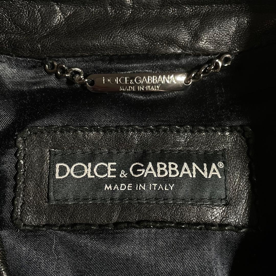 ドルガバ ライダースジャケット レザージャケット ラムスキン ウォッシュド加工