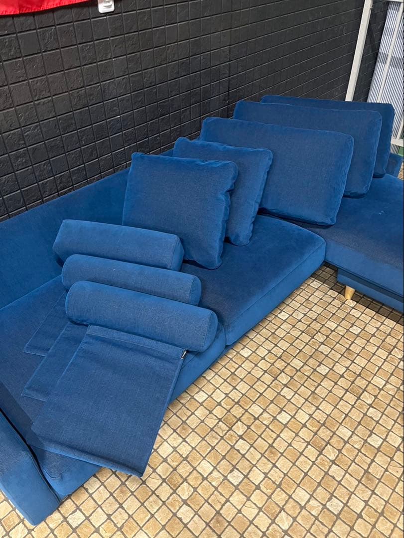 【ビー玉】ブロッコ　BLOCCO 3人掛け　カウチソファ　マリンブルー