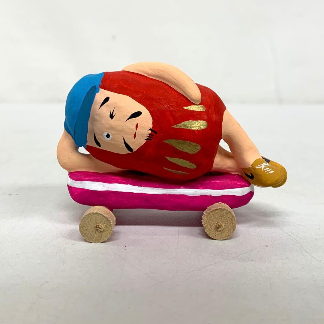 【縦横さま専用】スケボーだるま スケボーダルマ 達磨 寿印 赤 ピンク 張子