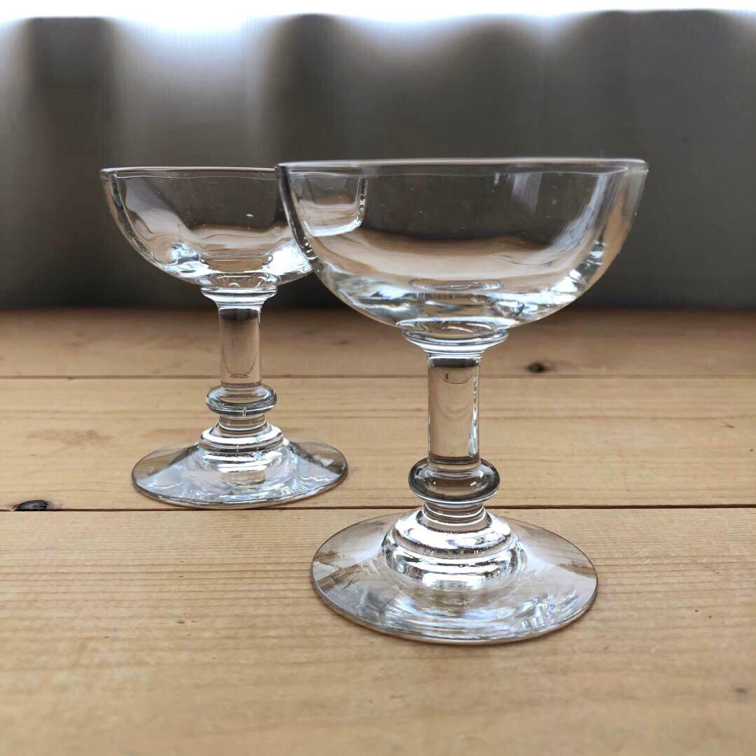 古いシャンパンクープ　２脚　食前酒・食後酒グラス　リキュールグラス　no.123