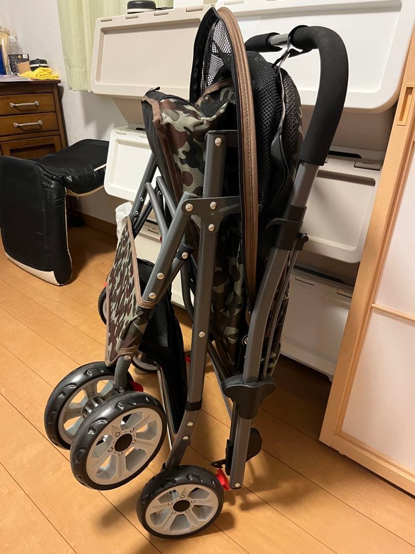 迷彩柄ペットカート メッシュカバー付き