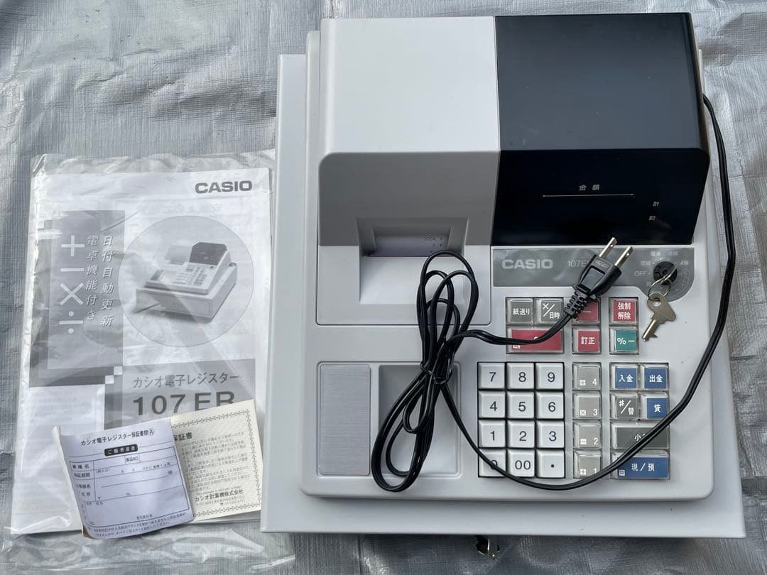【動作品】CASIO カシオ電子レジスター 107ER 本体・鍵・取扱説明書付