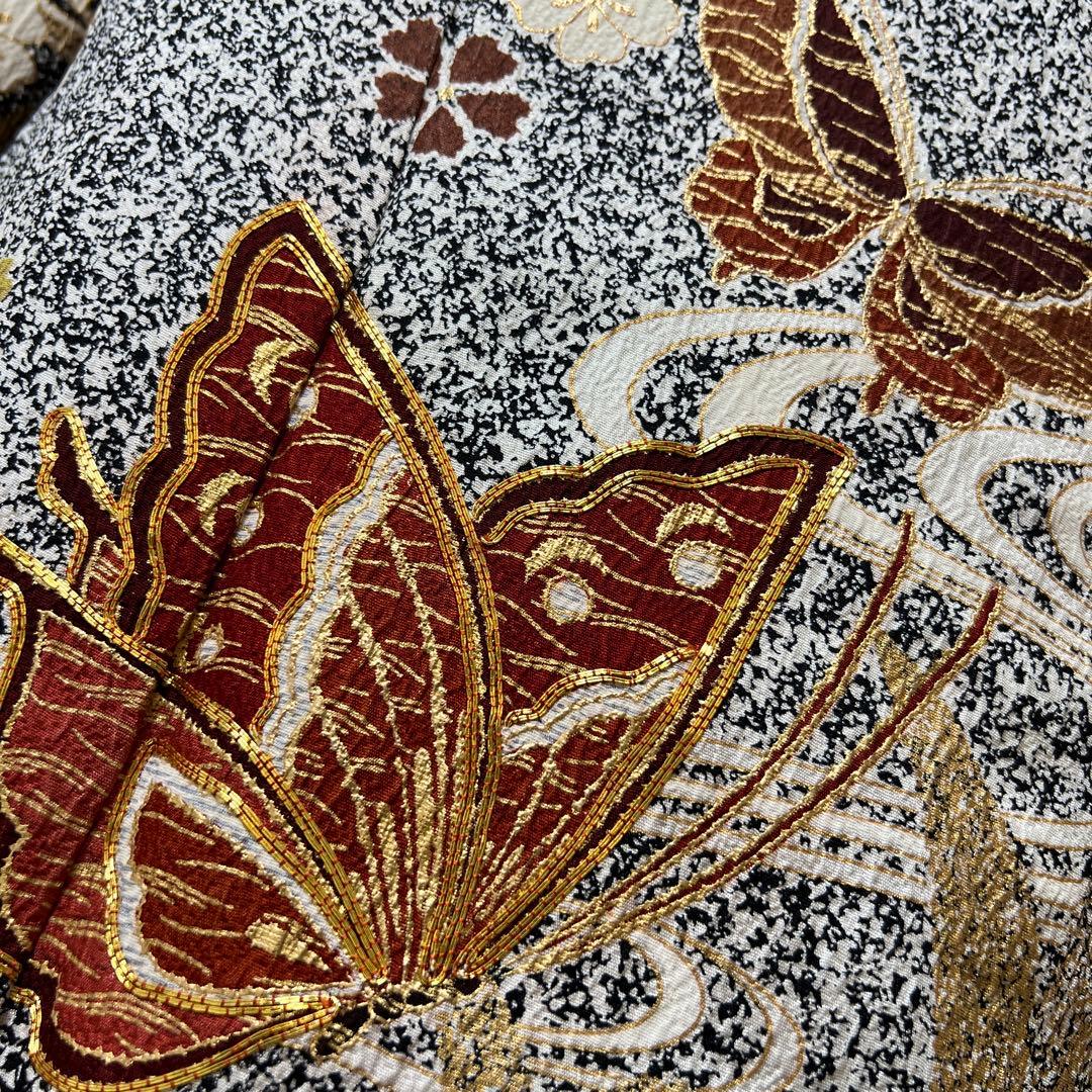 356 振袖フルセット 正絹 グレー 黒モノトーン 金彩 たたき染め シック