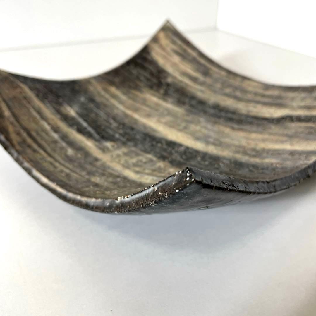 #XG513 陶芸家・波多野善蔵・萩焼四方皿・萩焼・共箱・共布栞・刷毛目・茶道具