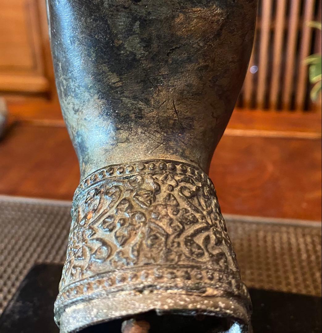 1７世紀　古代タイ国　アユタヤ様式 青銅製　仏手　鑑賞台付 ヴィンテージレア