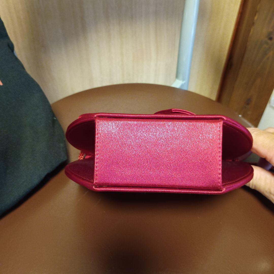 イヴ サンローラン リボン サテン ショルダーバッグ ポシェット レッド