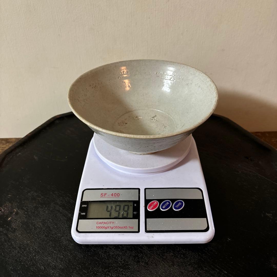 李朝　朝鮮王朝堅手鉢　白磁　茶碗　古民芸　韓国アンティーク　大茶碗　朝鮮古民具