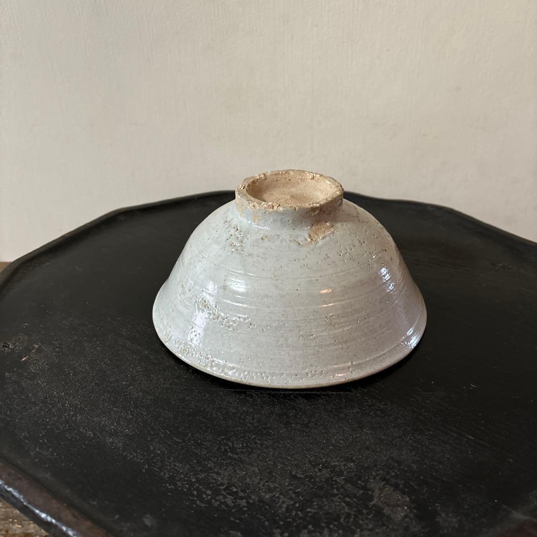 李朝　朝鮮王朝堅手鉢　白磁　茶碗　古民芸　韓国アンティーク　大茶碗　朝鮮古民具