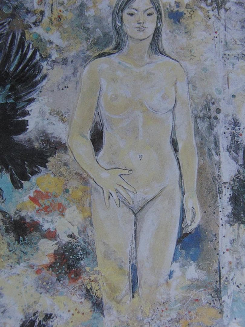 市川保道、【杜】、希少な額装用画集より、新品額装付、状態良好