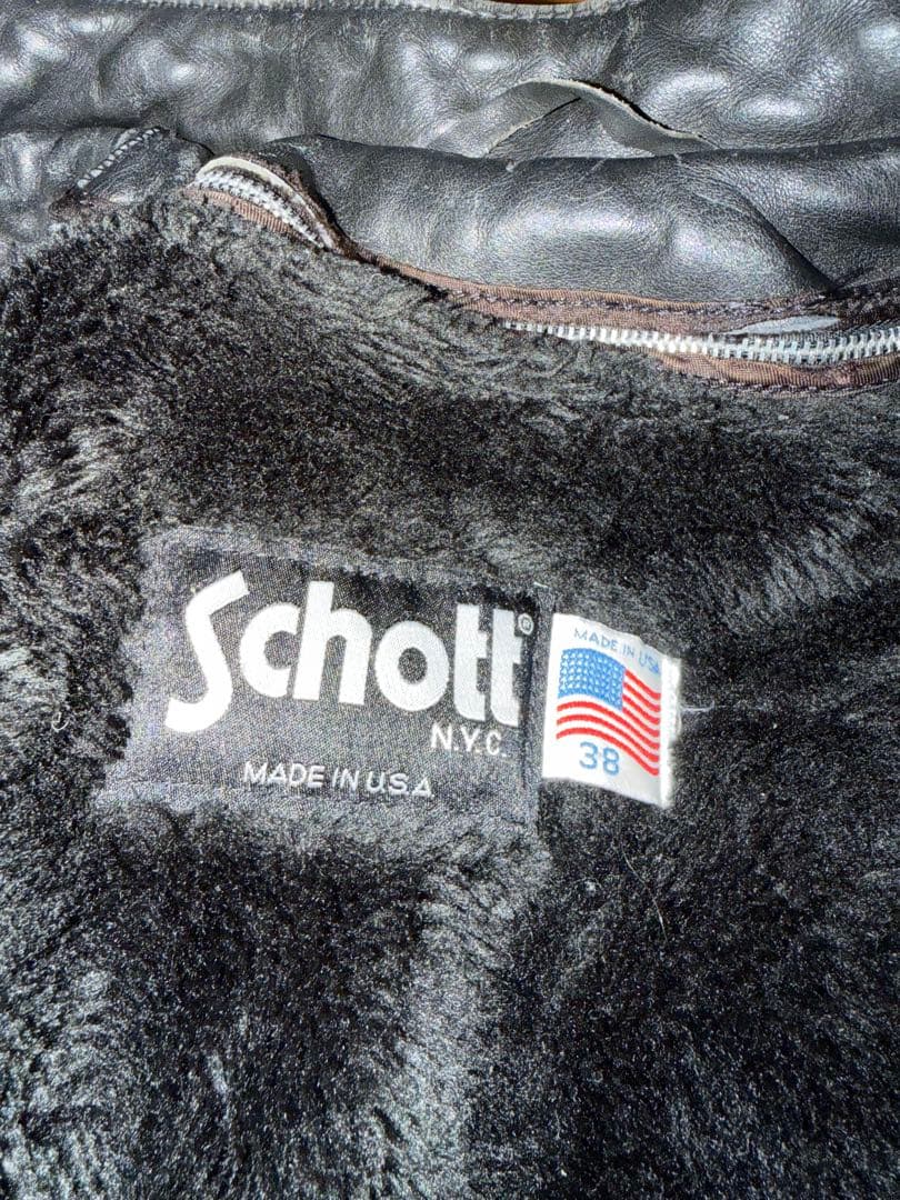 激味 SCHOTT 641 シングルライダース ボアライナー 38 USA