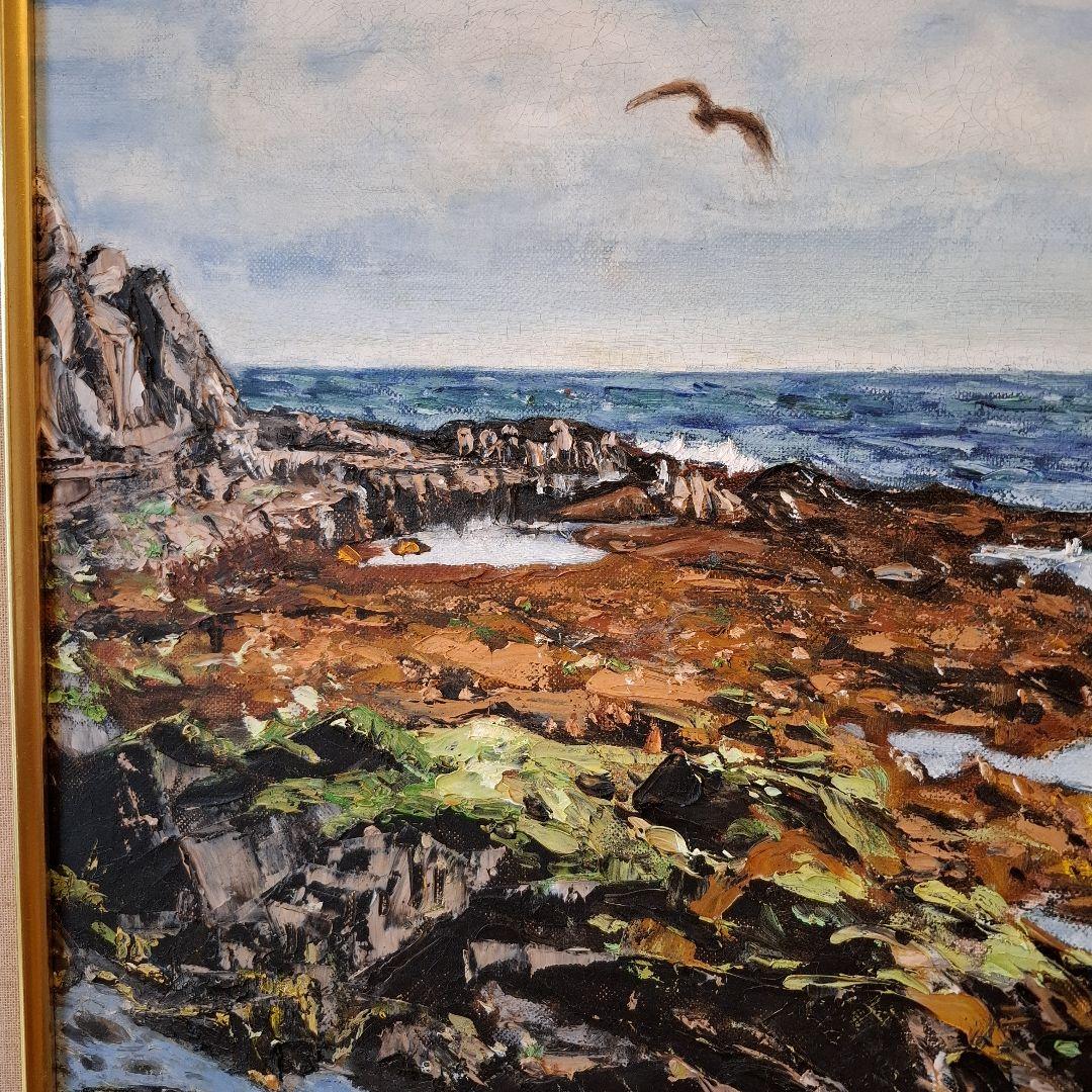 油絵　早春の磯　大平洋黒潮　M 15