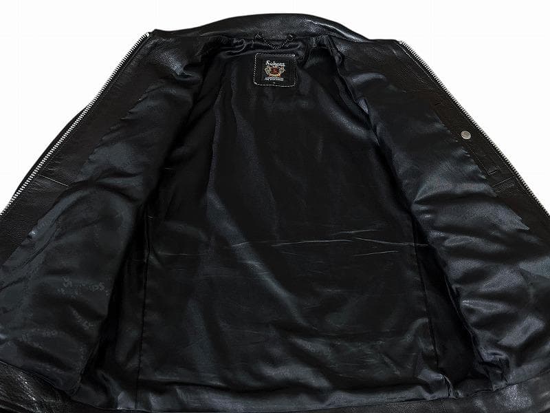 美品 ショット 羊革 レザー シングル ブレスト ライダース ジャケット 黒 M