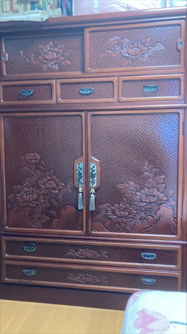 引き取り値引き有　彫刻　鎌倉彫　木製タンス　3竿セット（別売り相談可）