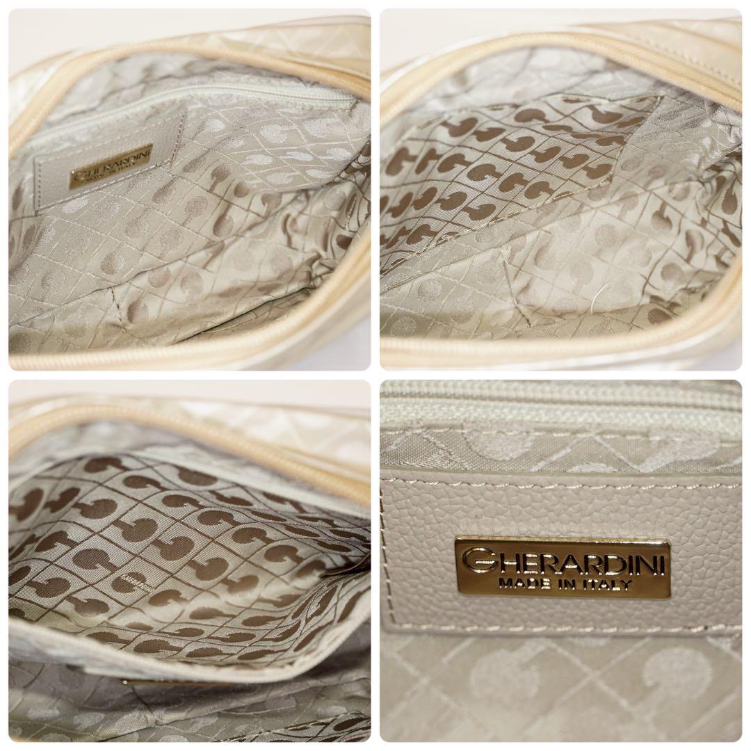 【極美品✨】ゲラルディーニ タグ付き ショルダーバッグ 総柄 レザー ベージュ