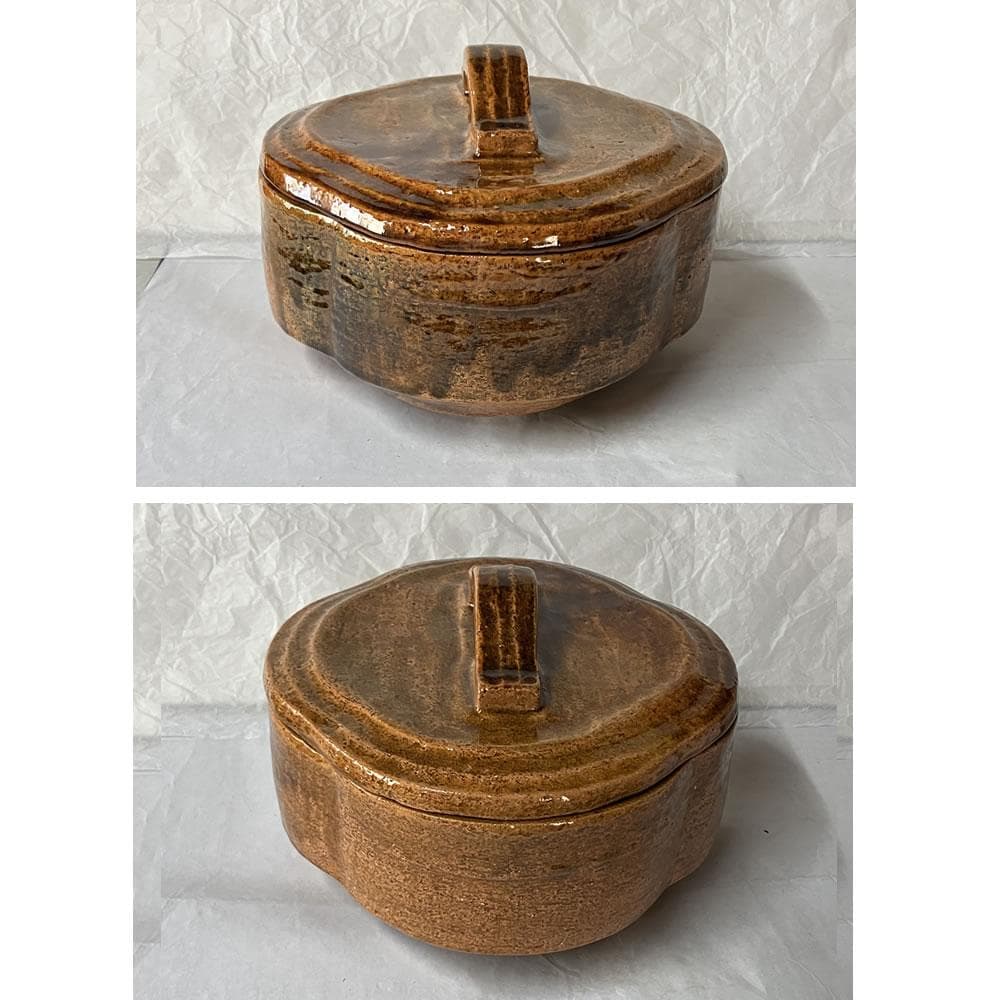 F1407 大樋焼 喰篭 大樋一楽 共箱 蓋物 菓子器 喰籠 茶道具