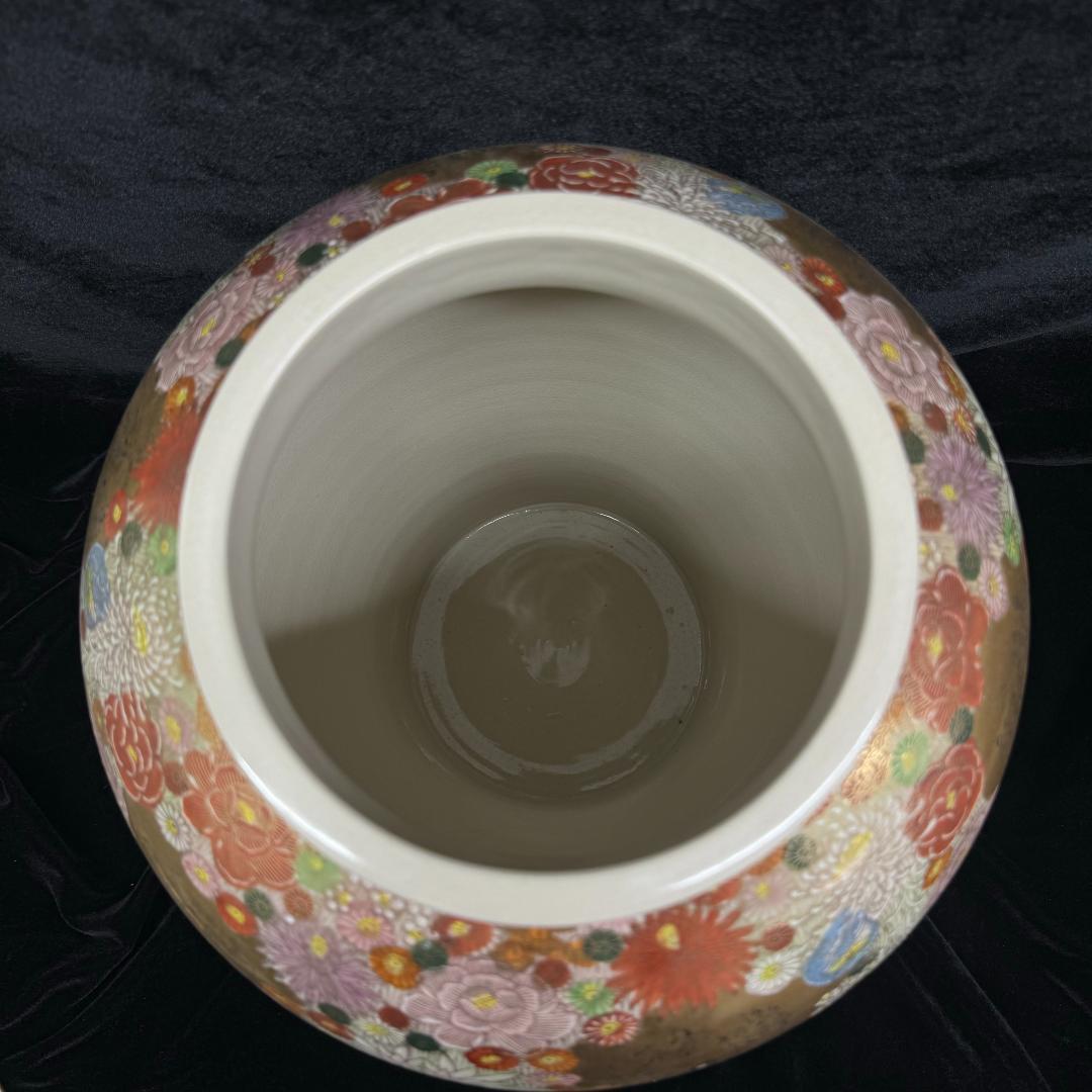 薩摩焼 金襴手 金彩色絵花詰文六歌仙図 沈香壷 細密絵付 飾壺 骨董品