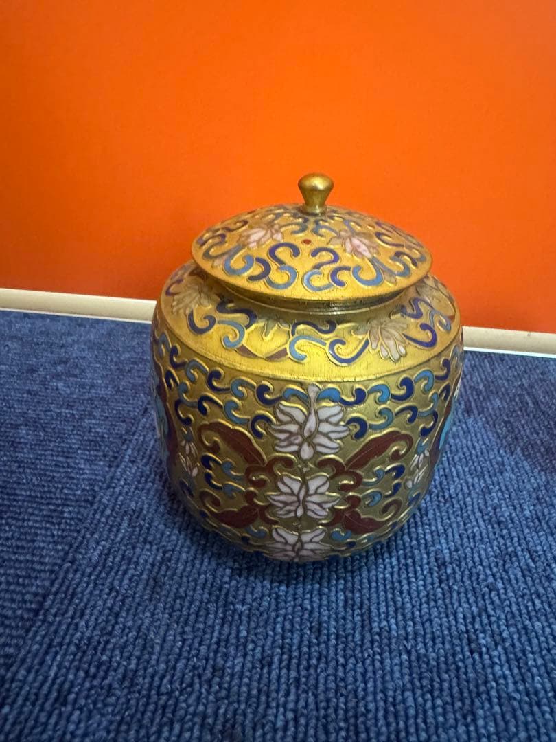 1852   七宝焼　景泰藍　碗1客　茶入1客　フクロウ1客