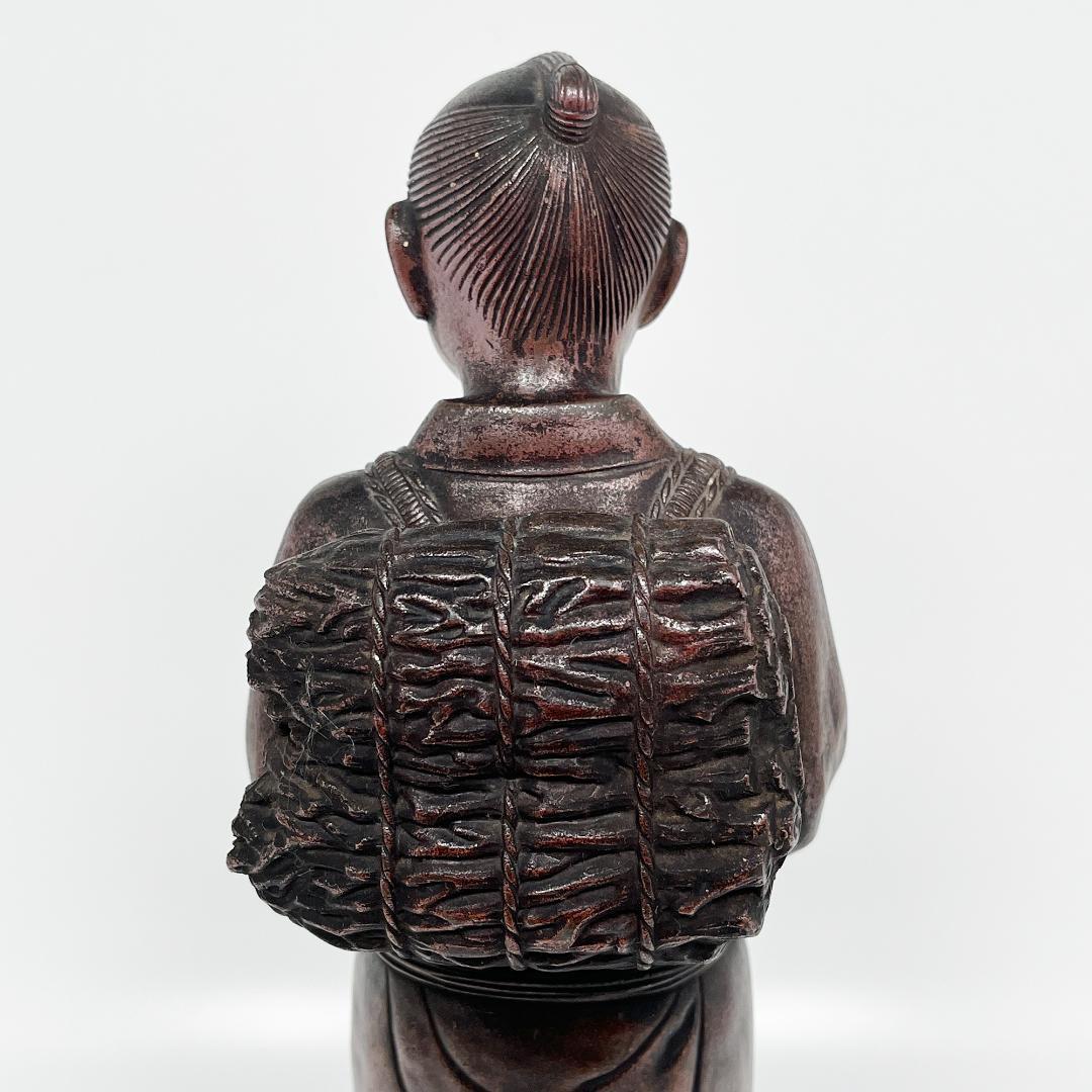 二宮金次郎 備前焼 桃蹊堂 置物 縁起物 オブジェ インテリア 骨董 昭和レトロ