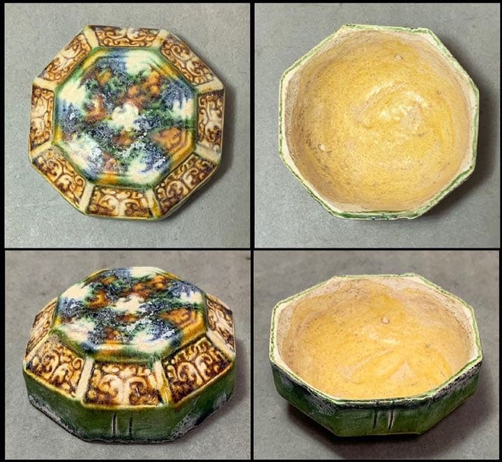 中国 三彩八角香合（印合　合子）　f2220730