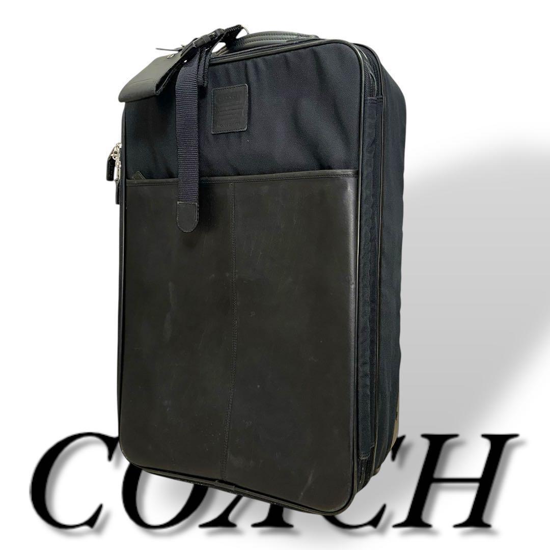 美品　COACH　095　キャリーバッグ　スーツバッグ　ブラック　PVC　レザー