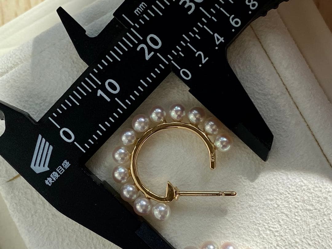 かんかん 　MIKIMOTO K18 アコヤ真珠フープピアス