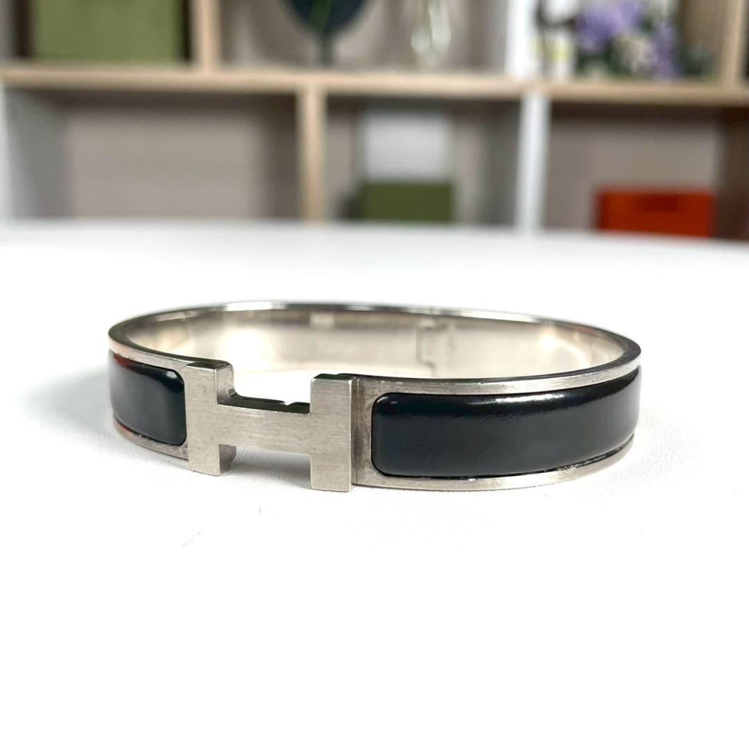 良品 HERMES 名作 クリックH シルバー ブレスレット