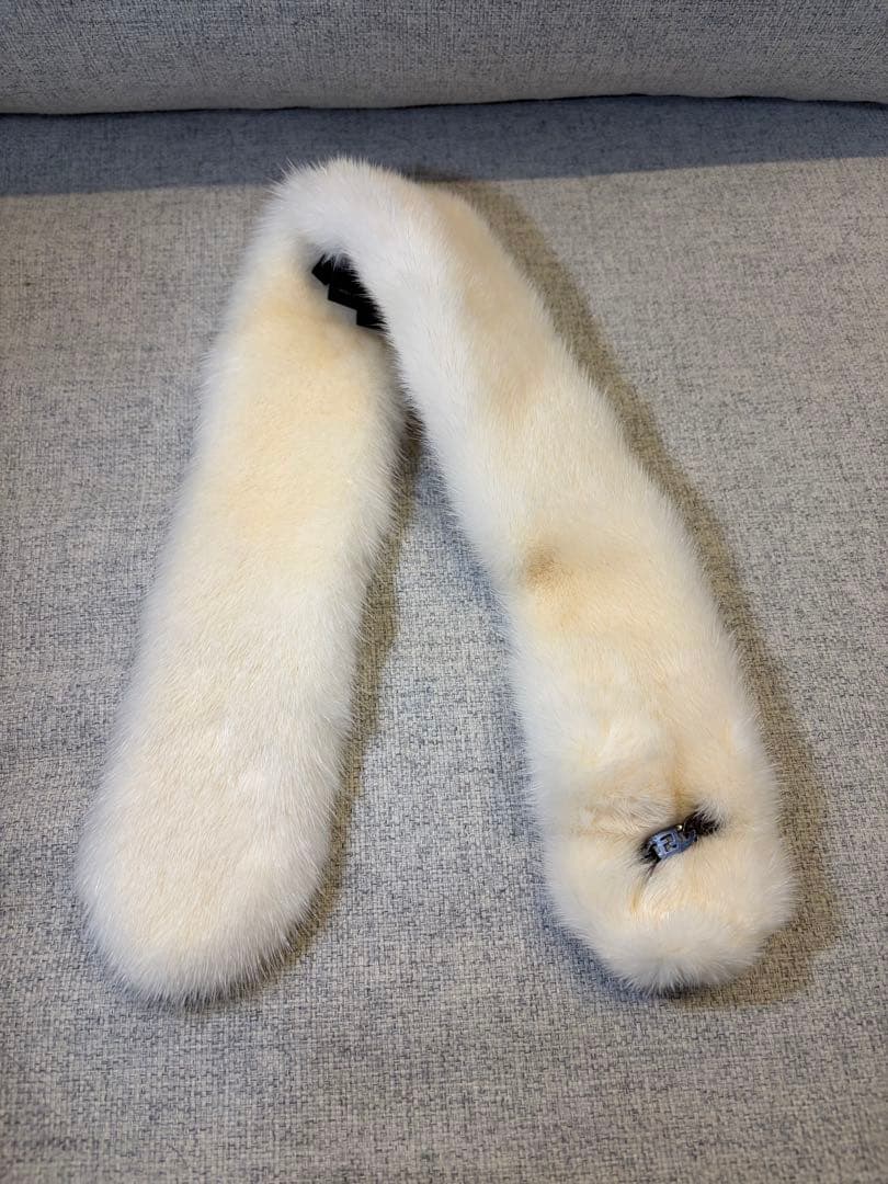 極美品 FENDI フェンディ ファー マフラー ティペット ミンク アイボリー