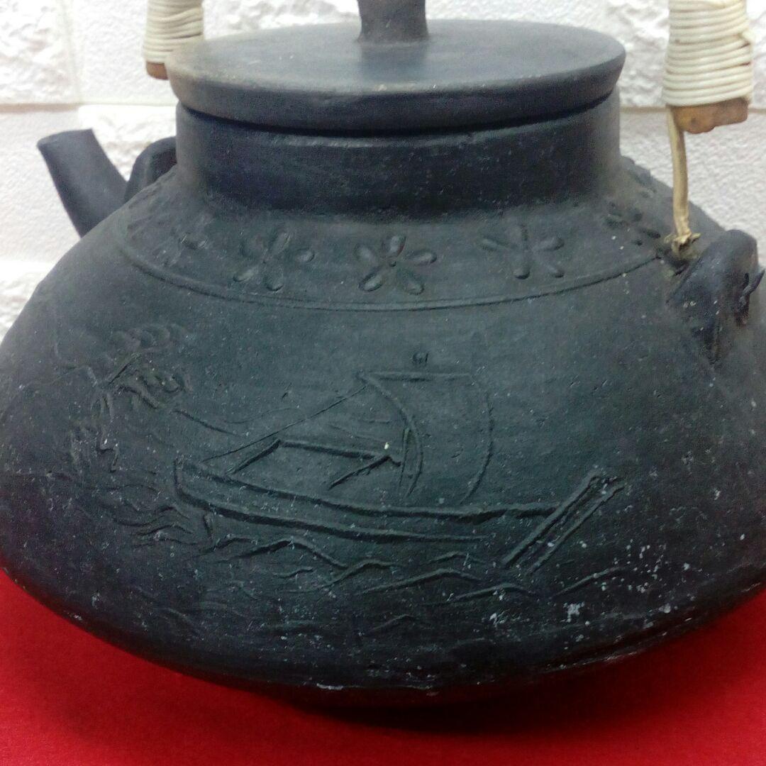 明治時代頃茶道具大型サイズ帆掛舟家屋造形美図柄時代土瓶当時物