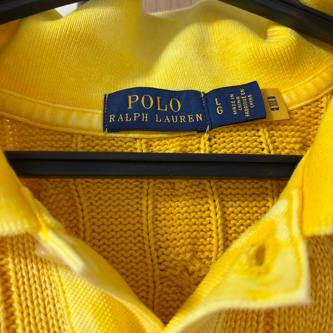 Polo Ralph Lauren ケーブルニットポロシャツ Lサイズ イエロー