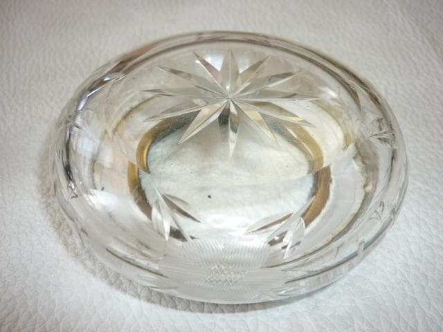 1929年製 英国製◆蓋純銀製 瓶純銀と花デザイン切子 蓋付き小瓶（香水瓶他）