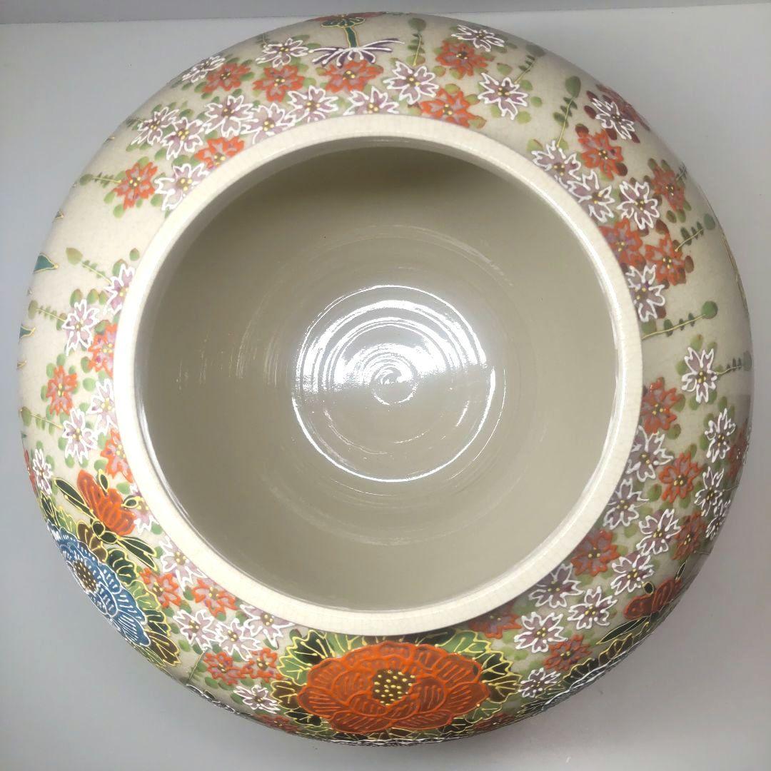 骨董 大型 薩摩焼 白薩摩 丸十字家紋 色絵金彩花 沈香壺 花瓶 年代物