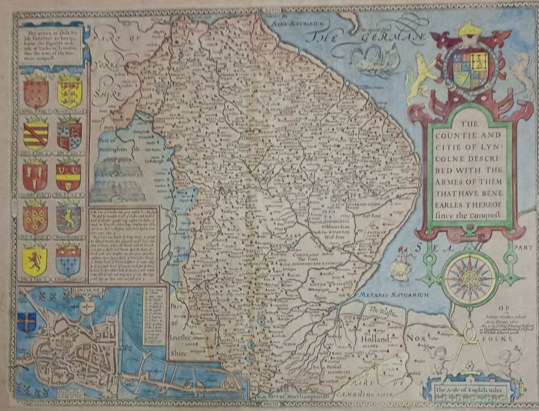 大型作品　西洋古地図　1676年 J. Speed「Lyncolne」