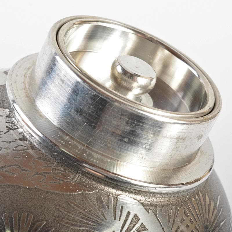 煎茶道具　錫半製　上錫　松文　茶壷　茶心壷　約446g　共箱　M　R6334