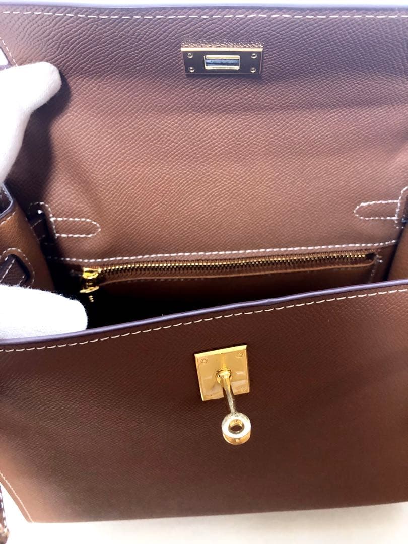 極美品★本革カデナ 2way ハンドバッグ キヤメル