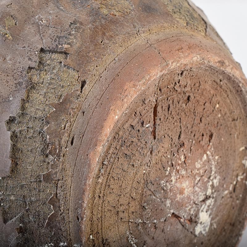 朝鮮美術　李朝　飴釉　碗口瓶　V　R8031B