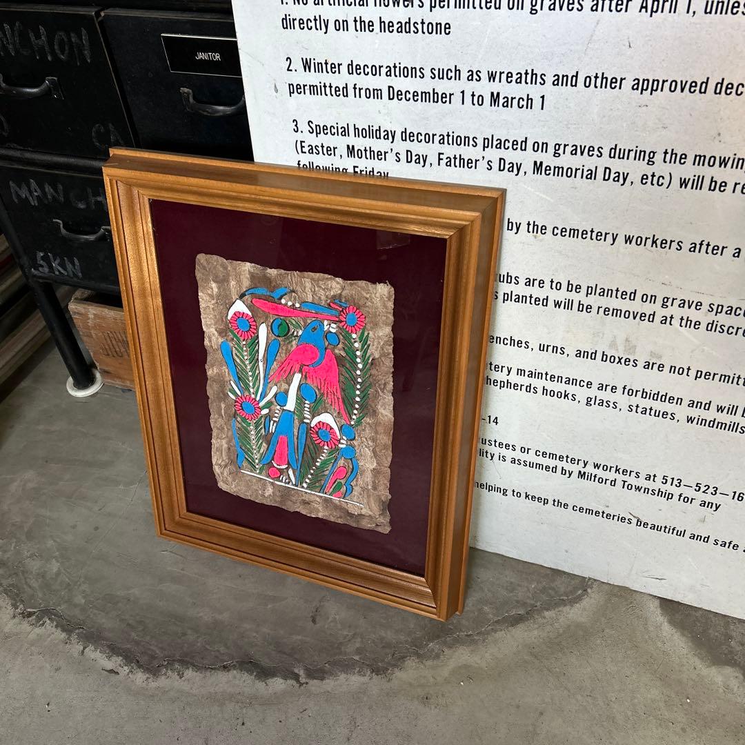 メキシコ 民芸 アマテ絵 アート ヴィンテージ 額縁 店舗什器 ウォールデコ