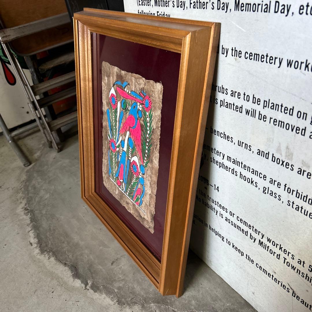 メキシコ 民芸 アマテ絵 アート ヴィンテージ 額縁 店舗什器 ウォールデコ