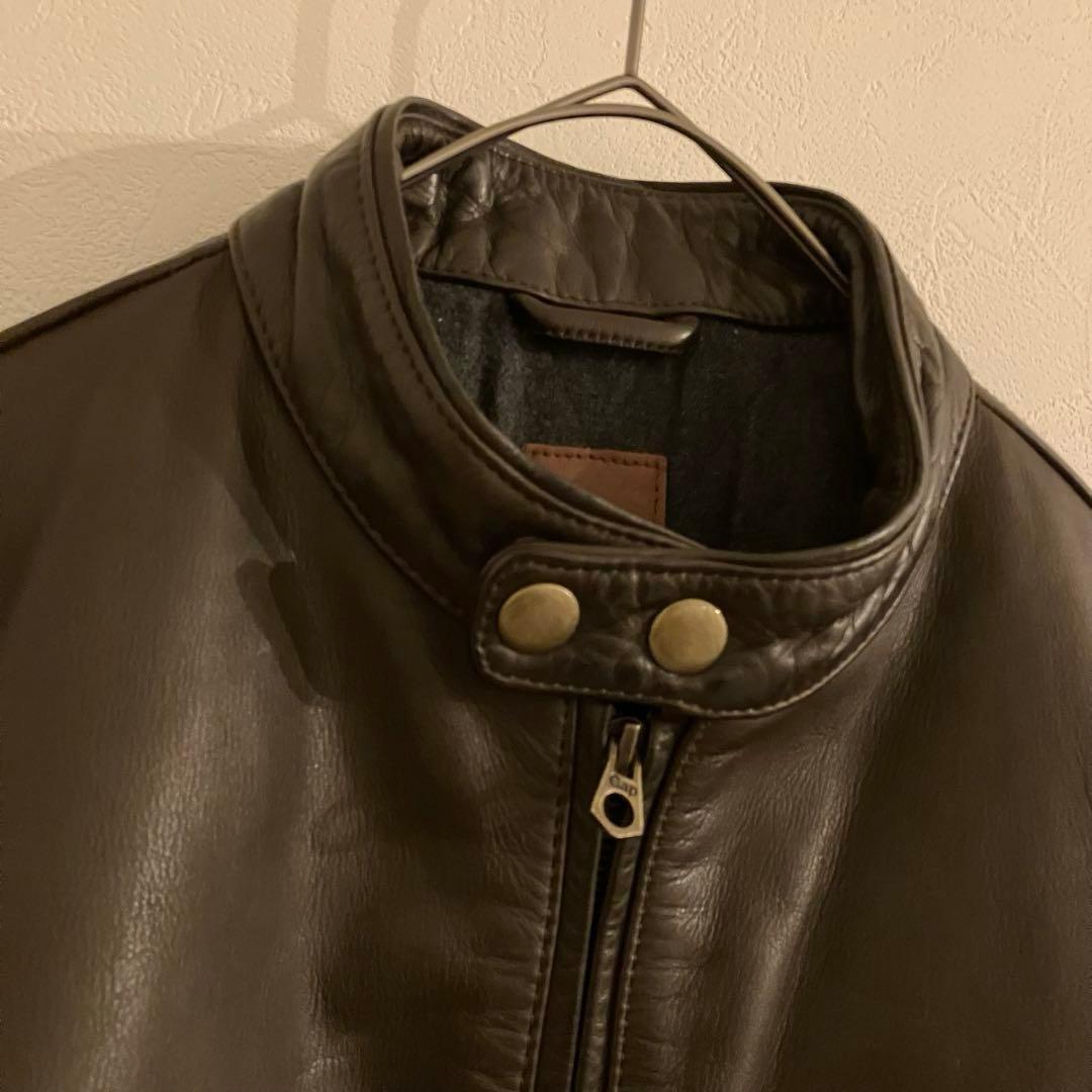 GAP　ギャップ　レザージャケット　本革　牛革　ブラウン　シングルライダース