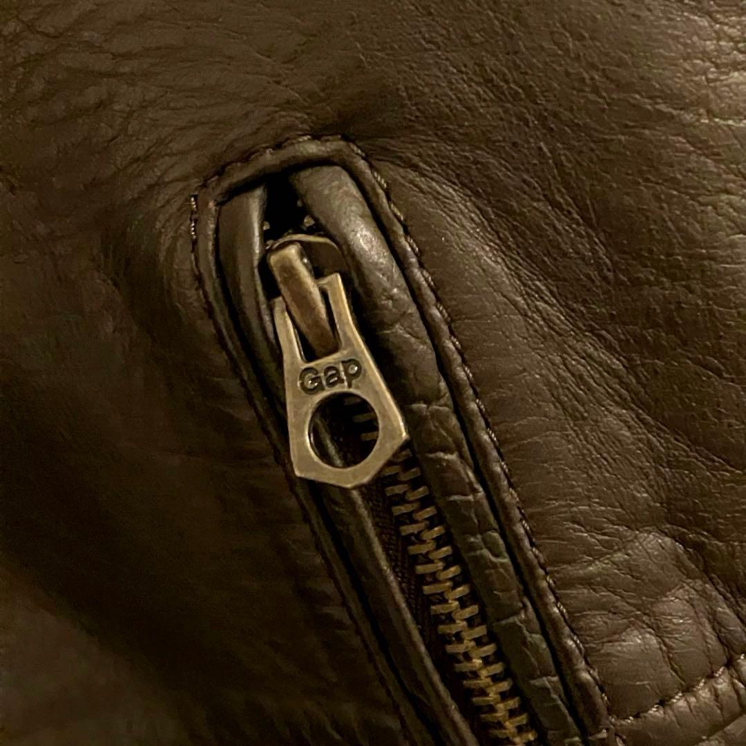 GAP　ギャップ　レザージャケット　本革　牛革　ブラウン　シングルライダース