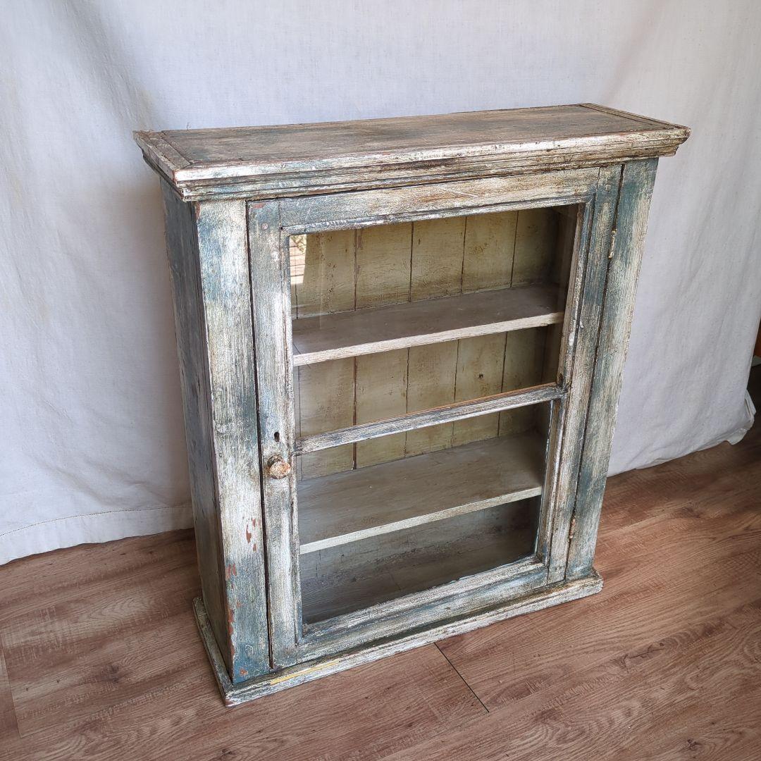 フランスアンティーク ガラスキャビネット シャビー