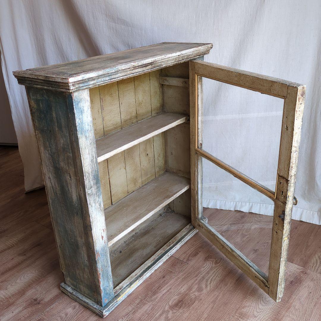 フランスアンティーク ガラスキャビネット シャビー