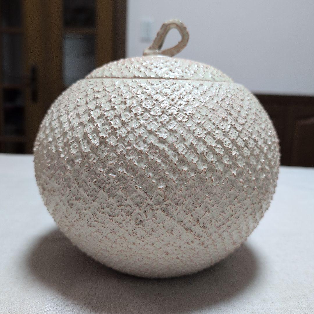 茶道具　大樋焼水指　共蓋　かのこ紋　定甫造　共箱入