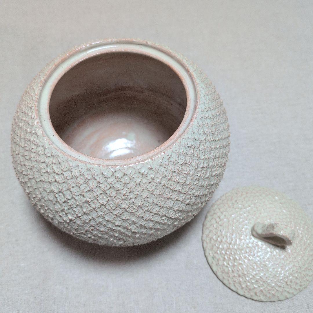 茶道具　大樋焼水指　共蓋　かのこ紋　定甫造　共箱入