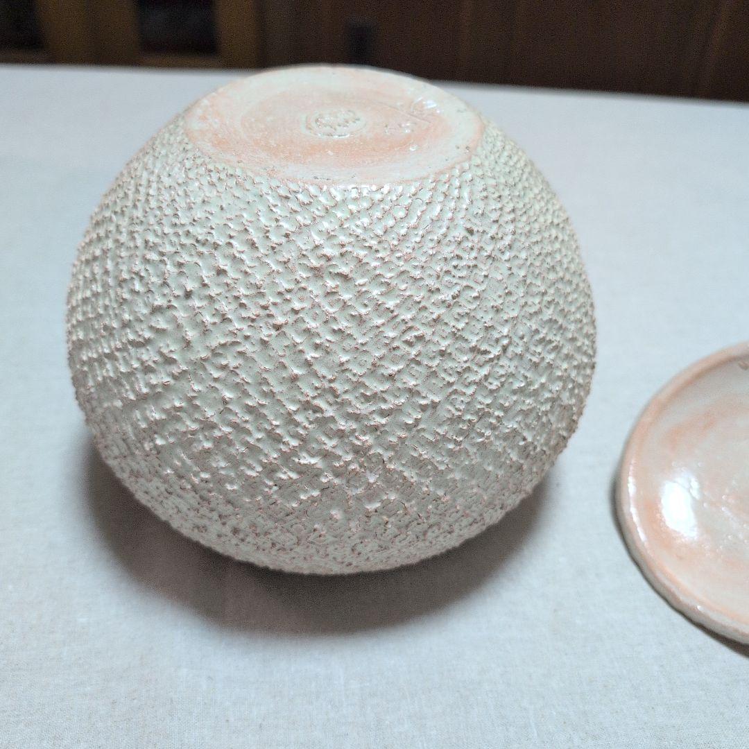 茶道具　大樋焼水指　共蓋　かのこ紋　定甫造　共箱入