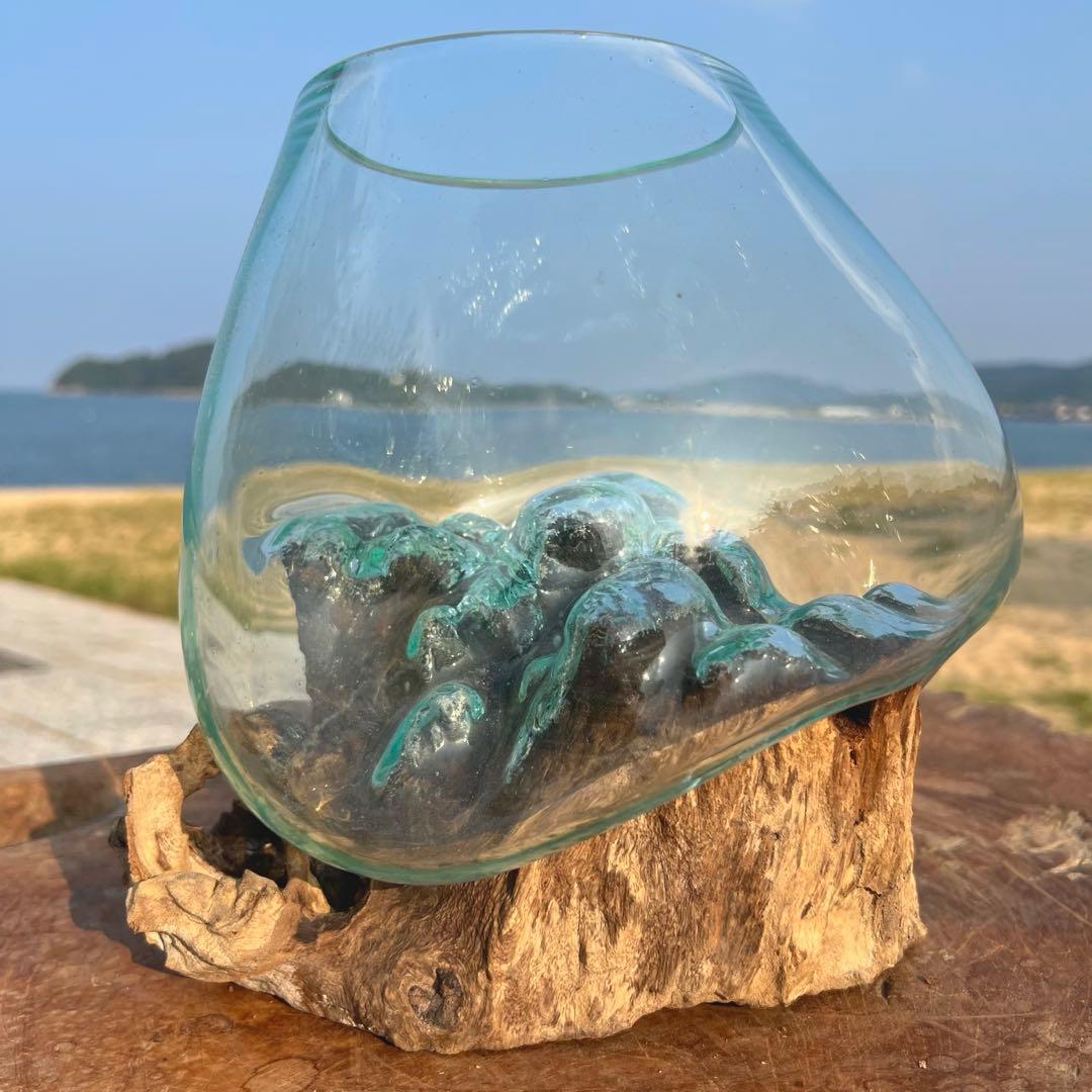 流木ガラスオブジェ大G 花瓶 金魚鉢 ガーデニング フラワーポット 水槽 アート
