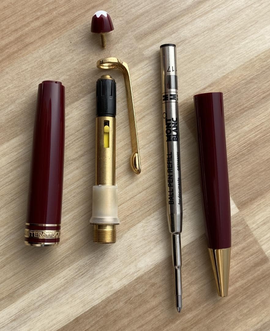 超美品 モンブラン ボルドー色x ゴールド 164 ボールペン ペンケース付