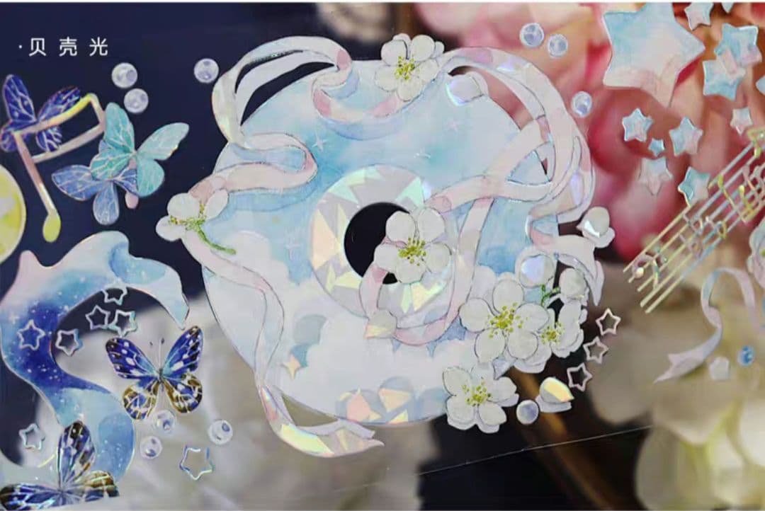 巻売 499★ 海外 マスキングテープ マステ PET 装飾 花 蝶 鯨 贝壳光