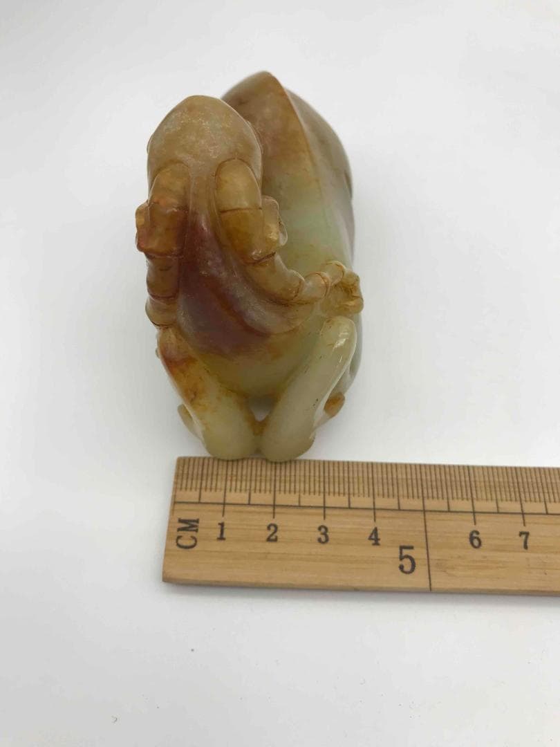 漢時代　和田玉　瑞獣　瑞馬　神駿　玉彫り　古玉石　時代物(F-33)