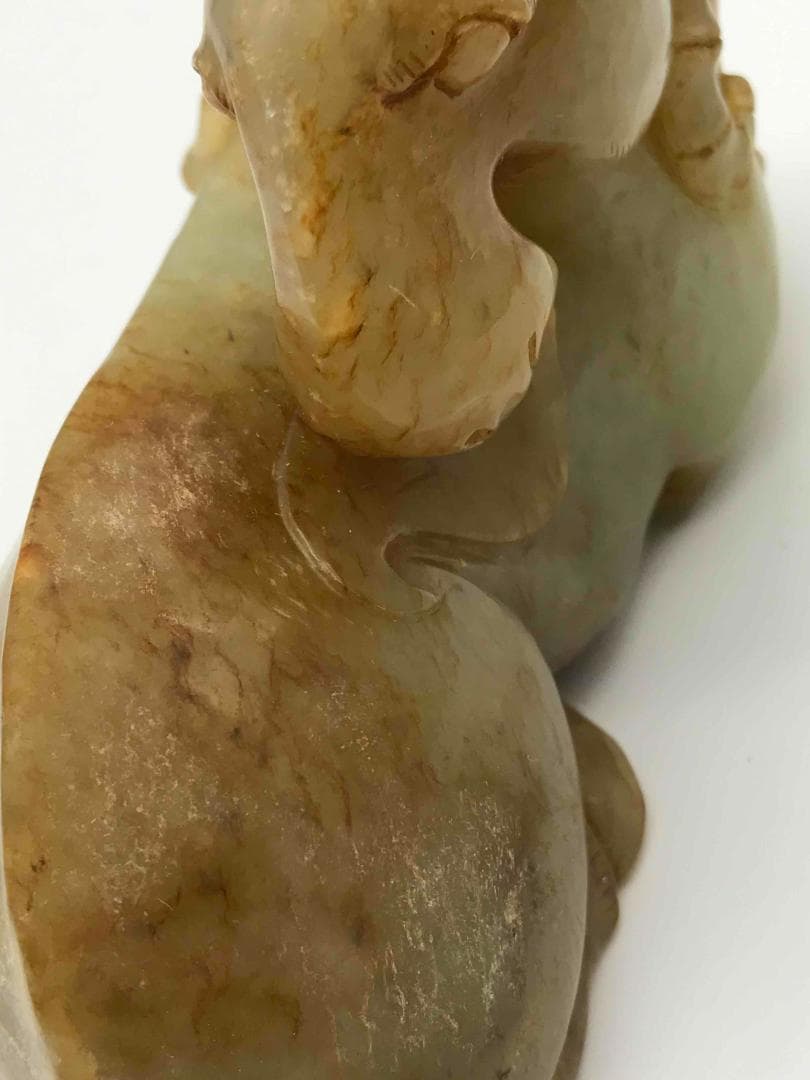 漢時代　和田玉　瑞獣　瑞馬　神駿　玉彫り　古玉石　時代物(F-33)