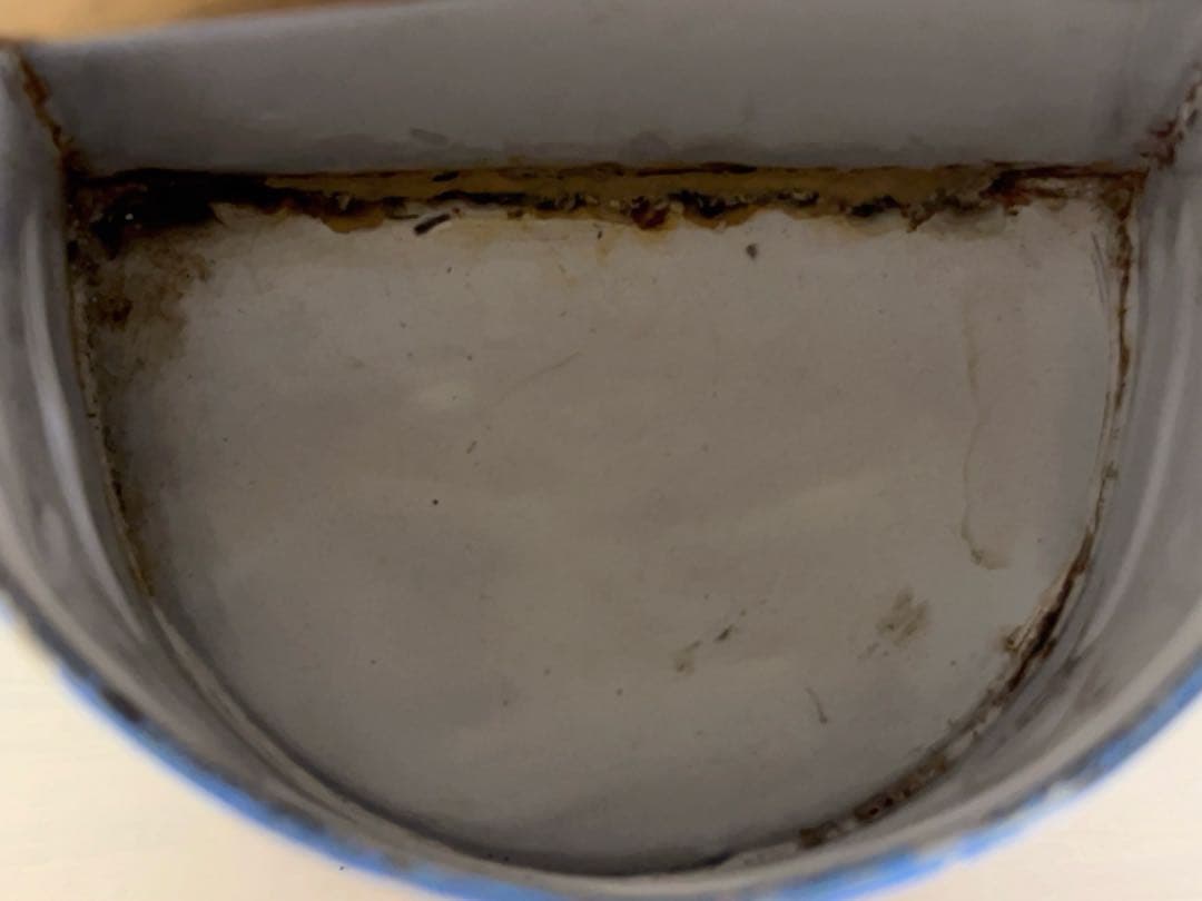 フレンチアンティーク＊サキソニー柄ホーローSel缶木製蓋＊レア